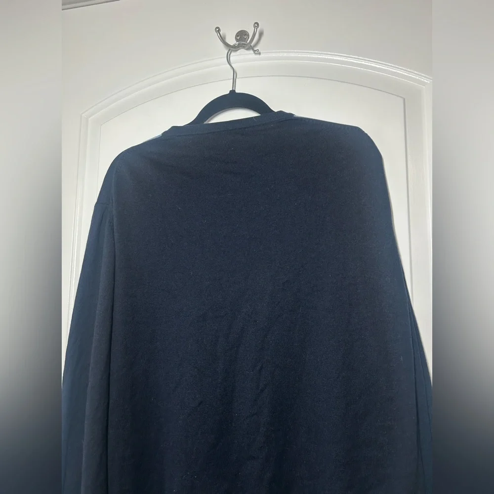 BANANA REPUBLIC Men's Blue Argyle Silk Cashmere V-neck Sweater Size XL preppy